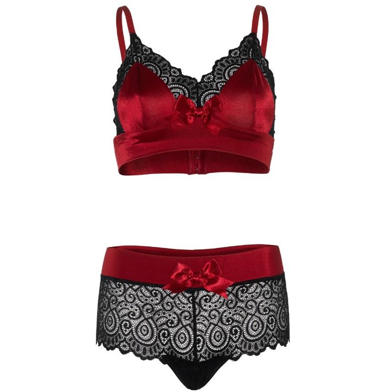 LEG AVENUE - CONJUNTO DE 2 PIEZAS NEGRO Y ROJO S/M