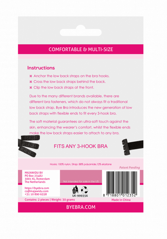 BYE-BRA - ADAPTADOR DE SUJETADOR CON ESPALDA ABIERTA EN BLANCO Y NEGRO