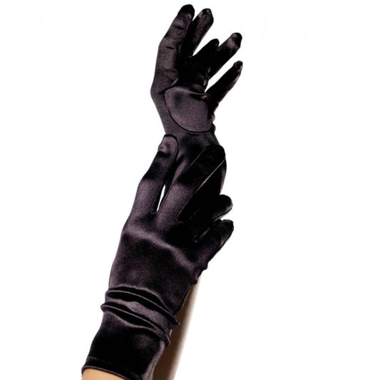 LEG AVENUE - GUANTES DE SATÉN NEGRO