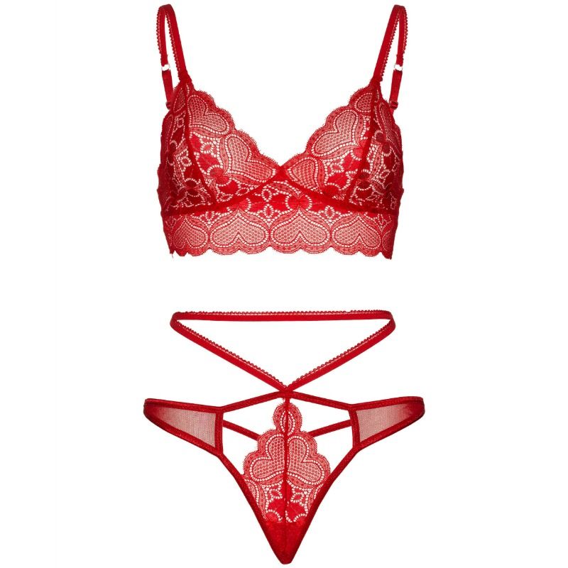 Leg Avenue - Conjunto 2 Peas Bralette De Renda E Tanga S/M