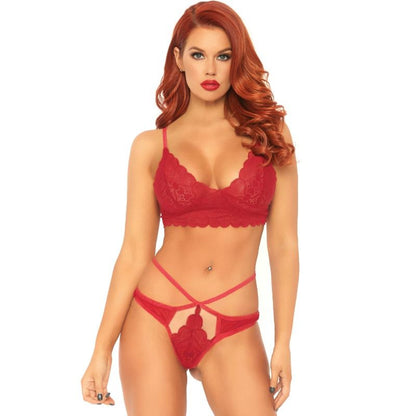 Leg Avenue - Conjunto 2 Peas Bralette De Renda E Tanga S/M