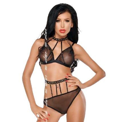 Me-Seduce - Dotty Conjunto de Dos Piezas Negro S/M