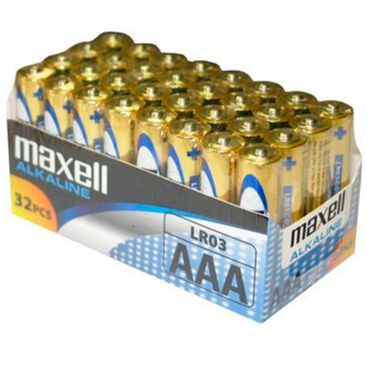 MAXELL - PAQUETE DE PILAS AAAA LR03 * 32 UNIDADES