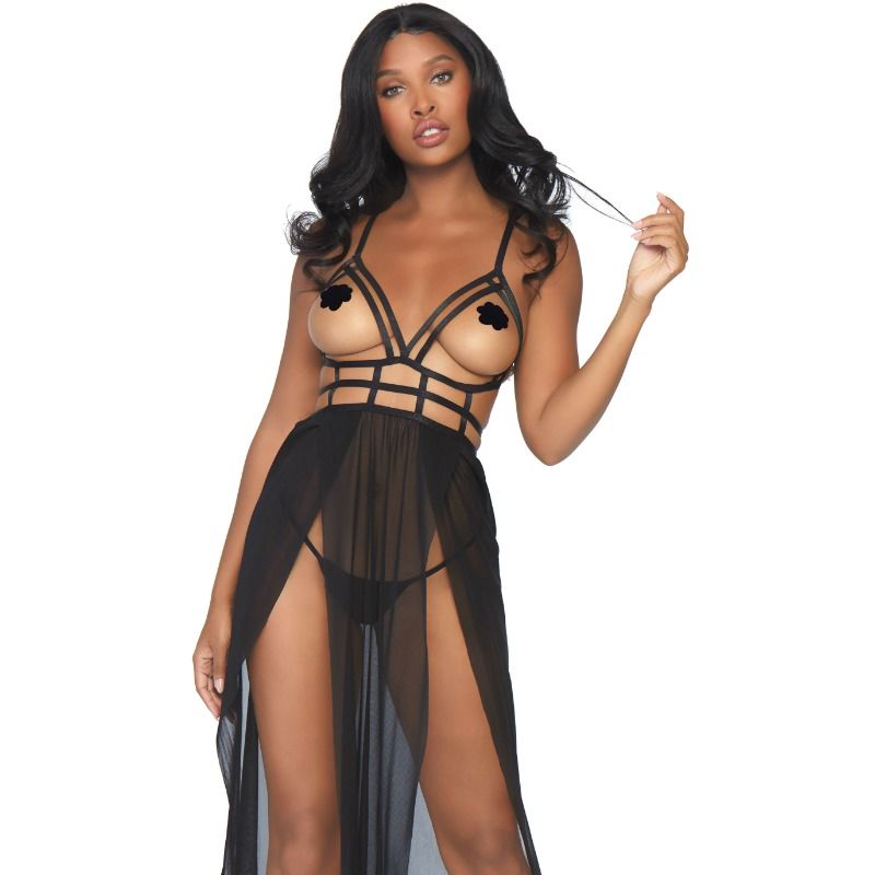 LEG AVENUE - MAXI CAGE DRESS AND THONG S/M