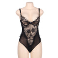 Subblime - Plus Size Black Floral Lace and Fringed Plush Queen