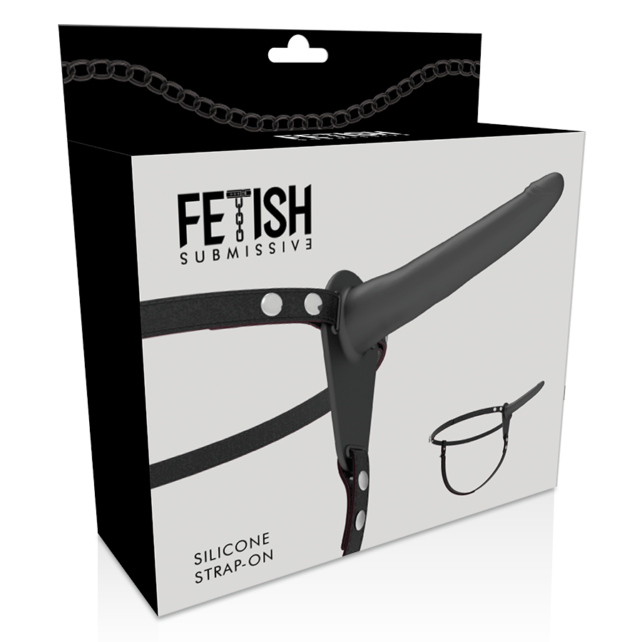 ARNÉS FETISH SUBMISSIVE - SILICONA NEGRA 15 CM