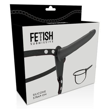 ARNÉS FETISH SUBMISSIVE - SILICONA NEGRA 15 CM