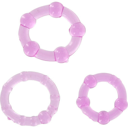 SIETE CREACIONES - SET DE TRES ANILLOS PARA EL PENE MORADOS