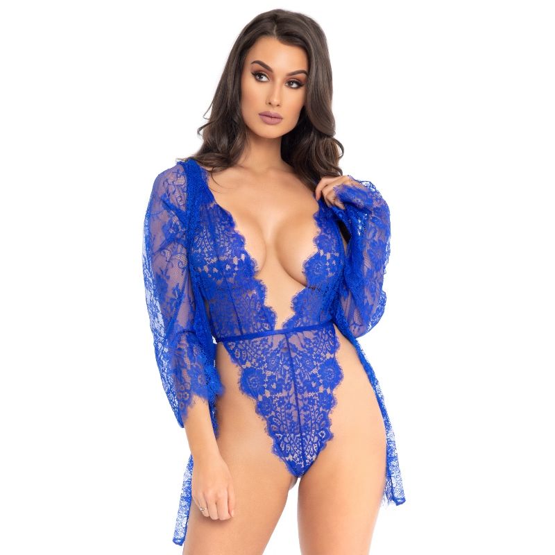LEG AVENUE - TEDDY AND BLUE ROBE