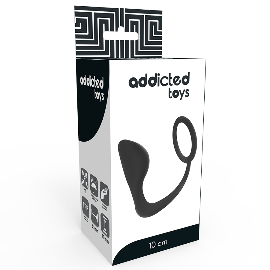 JUGUETES ADICTOS - PLUG ANAL NEGRO CON ANILLO PARA EL PENE