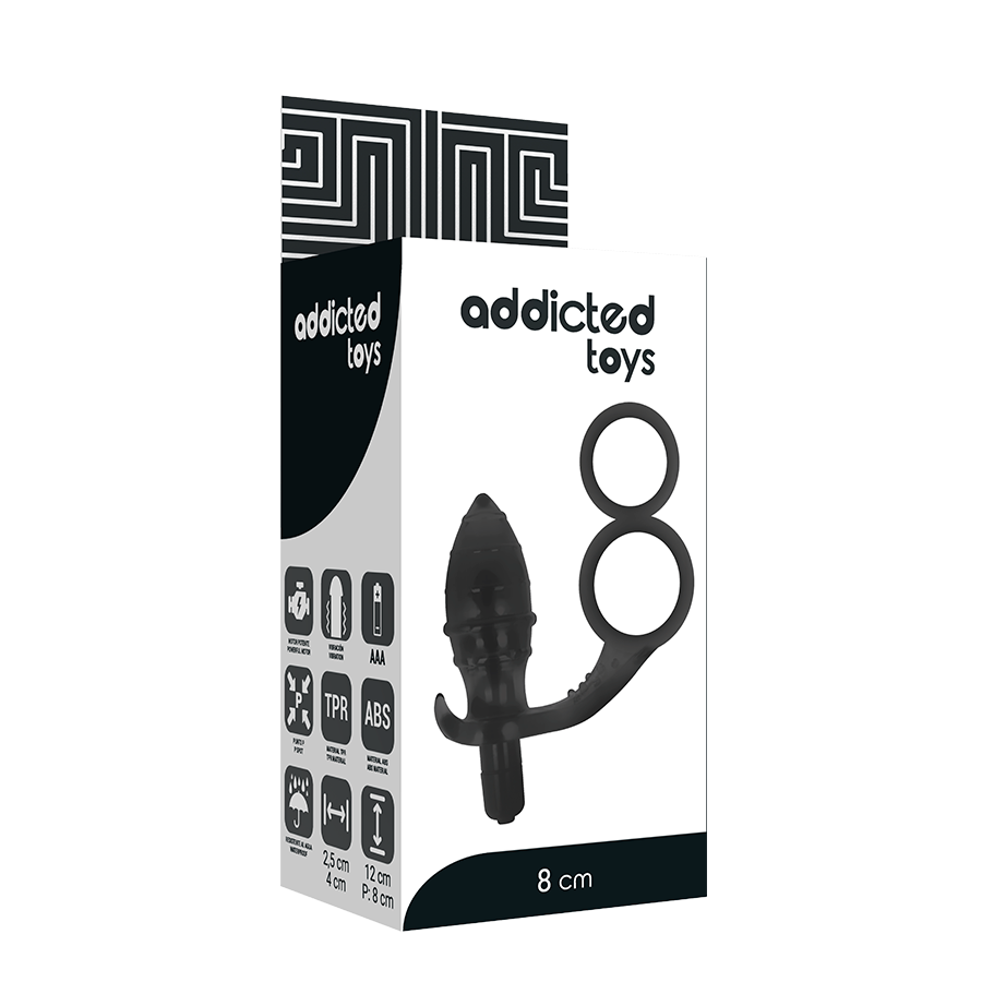 JUGUETES ADICTOS - PLUG ANAL DE DOBLE ANILLO NEGRO