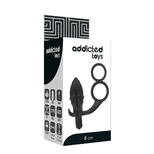 JUGUETES ADICTOS - PLUG ANAL DE DOBLE ANILLO NEGRO