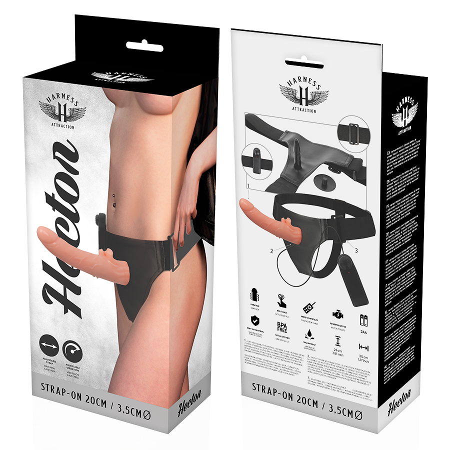ARNÉS ATRACCIÓN - RNES VIBRADOR HECTOR 20 CM -O- 3.5 CM