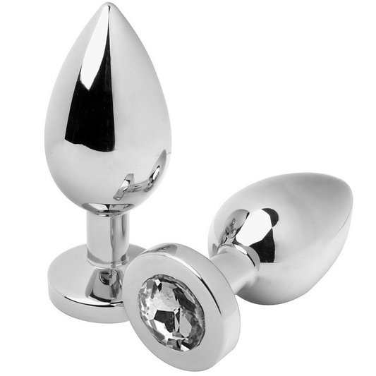 HARD METAL - SMALL CLEAR DIAMOND ANAL PLUG 5.71CM