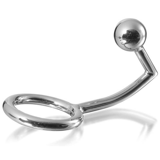 HARD METAL - COCK RING WITH ANAL INTRUDER HOOK 45MM