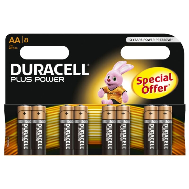 DURACELL - PLUS POWER AA LR6 BATTERY 8 UNITS