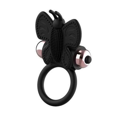 COQUETTE CHIC DESIRE - BUTTERFLY RING WITH BLACK/GOLD VIBRATOR