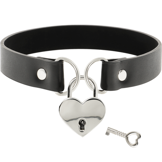 COQUETTE CHIC DESIRE - VEGAN LEATHER NECKLACE WITH KEY HEART ACCESSORY