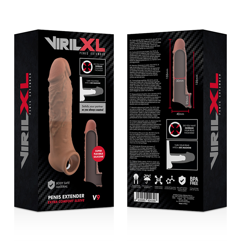VIRILXL - V9 EXTENSIÓN DE PENE DE SILICONA LÍQUIDA MARRÓN